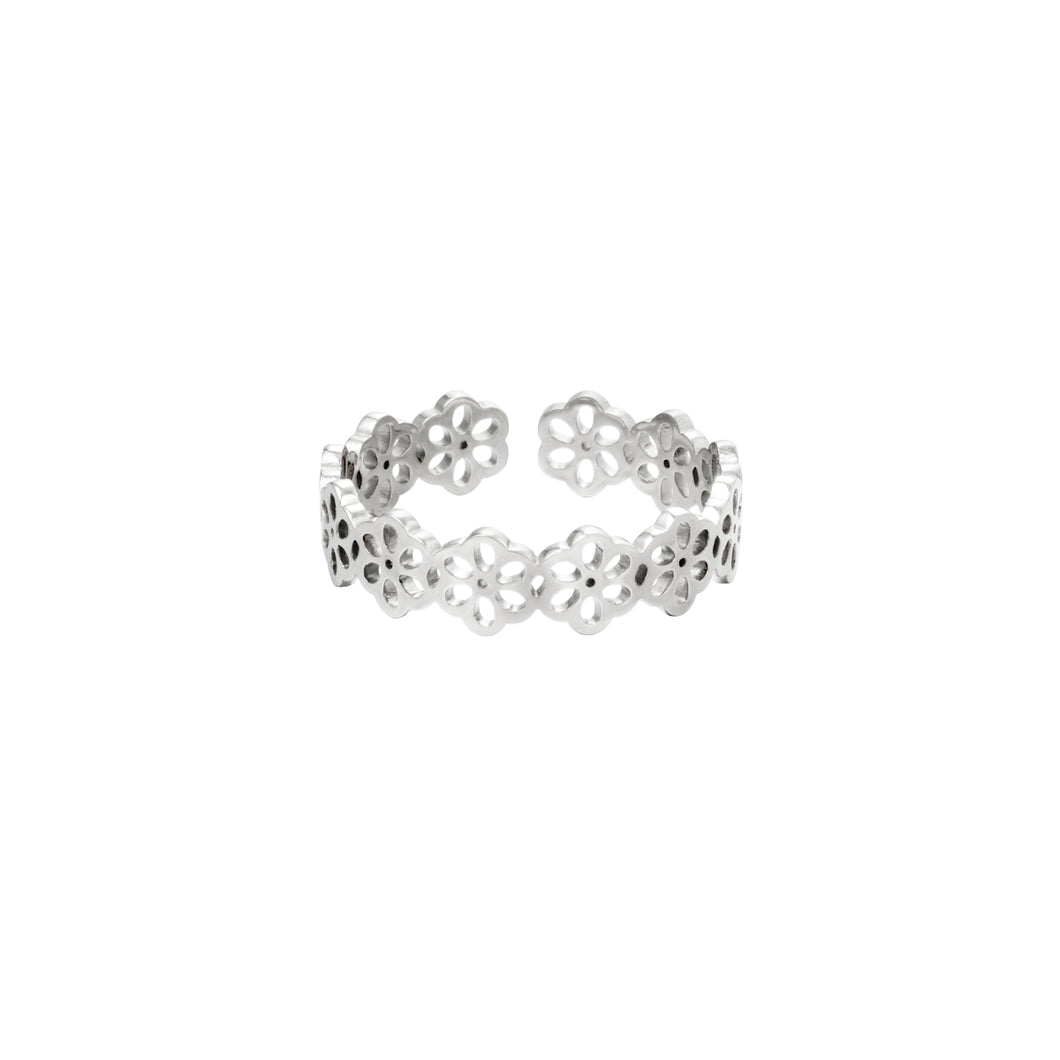 Flower ring zilver