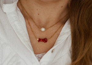 Ketting chip stone rood